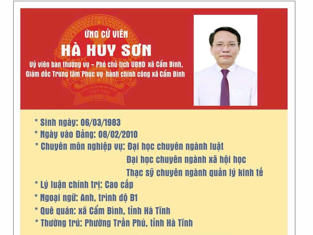 Tóm tắt tiểu sử ông Hà Huy Sơn – Ủy viên Ban thường vụ, Phó Chủ tịch UBND xã.