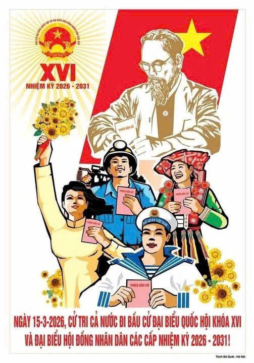 Tuyên truyền bầu cử đại biểu Quốc hội khóa XVI và đại biểu HĐND các cấp nhiệm kỳ 2026-2031.