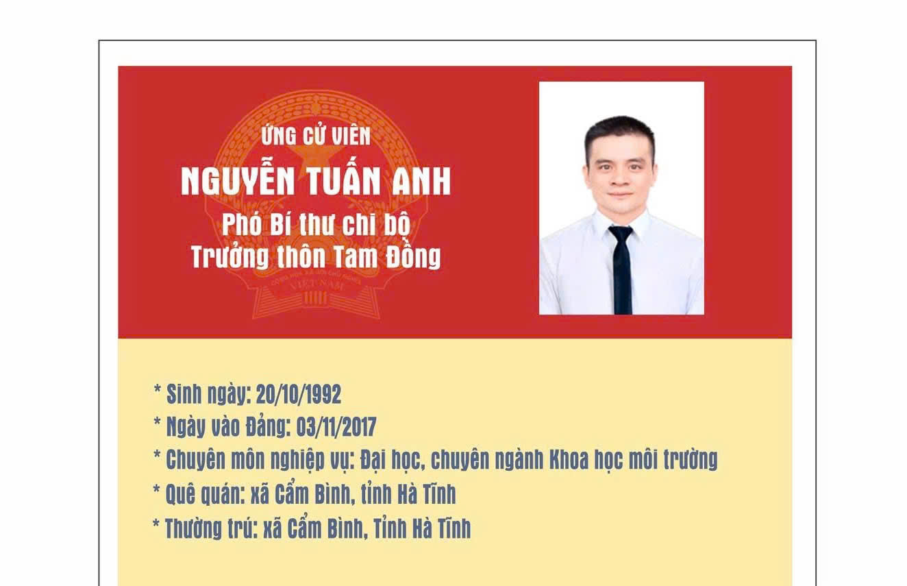 Tóm tắt tiểu sử Ông Nguyễn Tuấn Anh – Phó bí thư chi bộ, Trưởng thôn Tam Đồng xã Cẩm Bình.