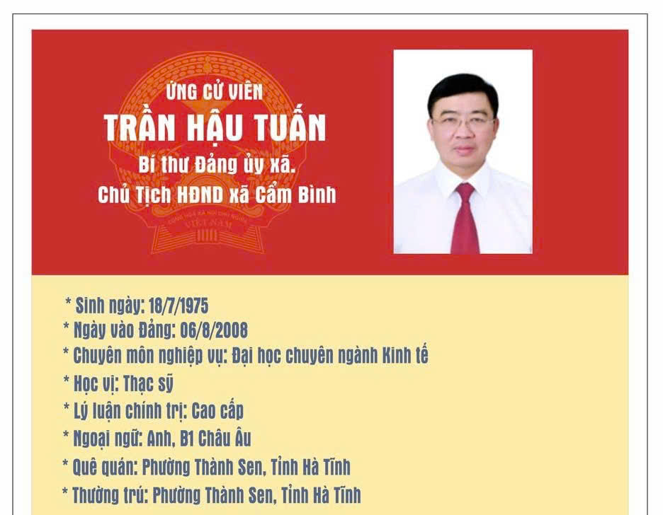 Tóm tắt tiểu sử ông Trần Hậu Tuấn – Bí thư Đảng ủy, Chủ tịch HĐND xã Cẩm Bình.
