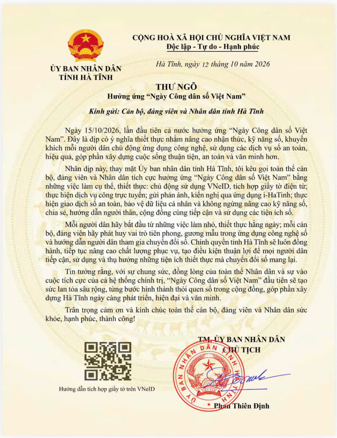 Hưởng ứng “Ngày công dân số Việt Nam”.