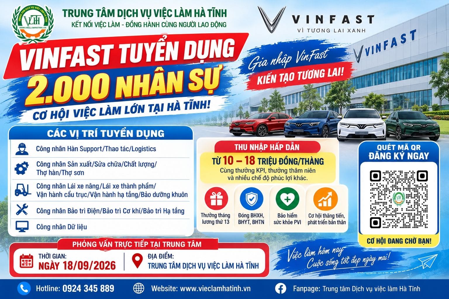 Muốn vào VINFAST? hẹn bạn ngày 18/9 tại Trung tâm
