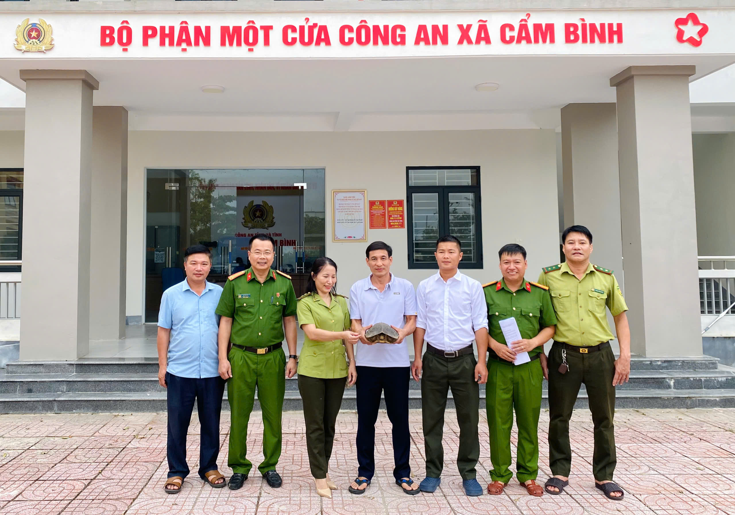 CÔNG AN XÃ CẨM BÌNH TIẾP NHẬN VÀ BÀN GIAO CÁ THỂ RÙA ĐẤT LỚN QUÝ HIẾM