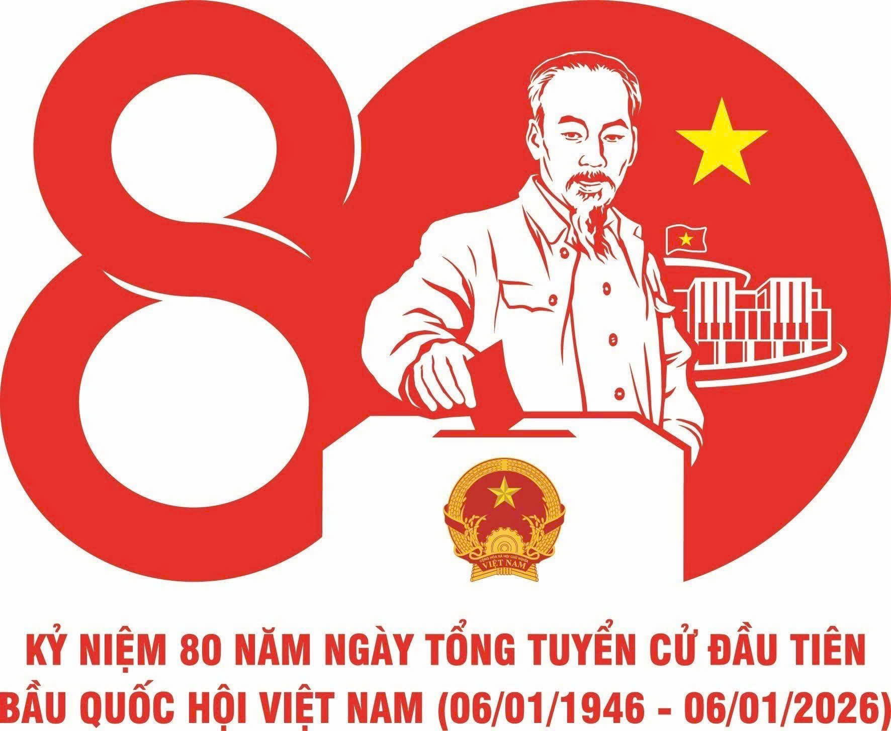 MẪU BIỂU TRƯNG CHÍNH THỨC KỶ NIỆM 80 NĂM NGÀY TỔNG TUYỂN CỬ ĐẦU TIÊN BẦU QUỐC HỘI VIỆT NAM 